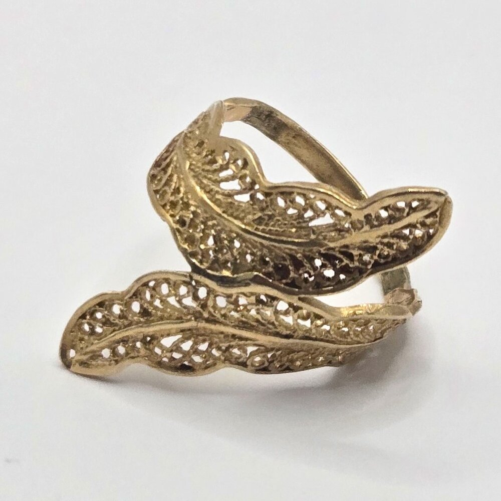 14K Yellow Gold Filigree Style Bypass Ring